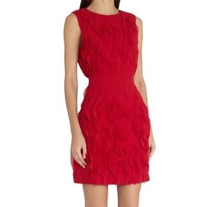 REISS Jasmine Ruffle Detail Sleeveless Crafted Dress, Cherry Red, Size 6